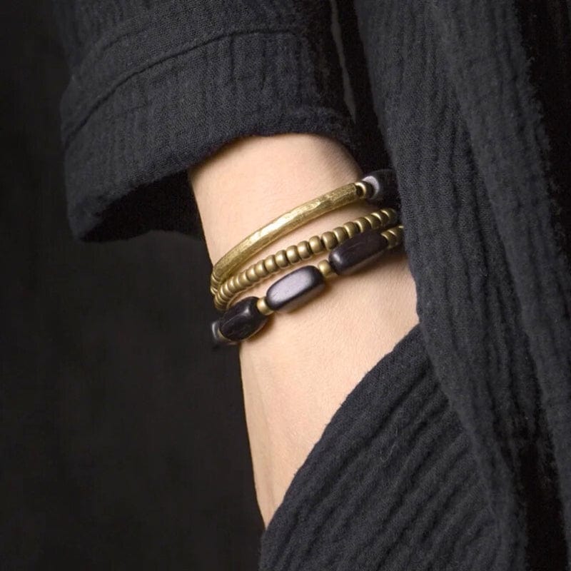 Vikara - Bracelet Tibétain en Laiton et Ébène