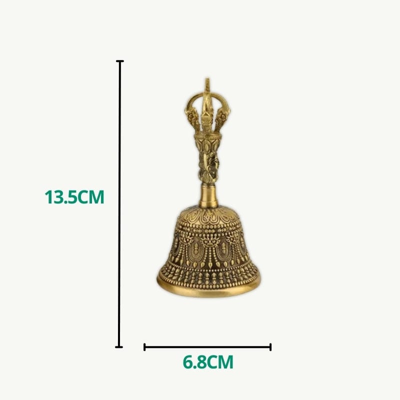 Cloche Tibétaine Népalais en Laiton Gravée M / Antique