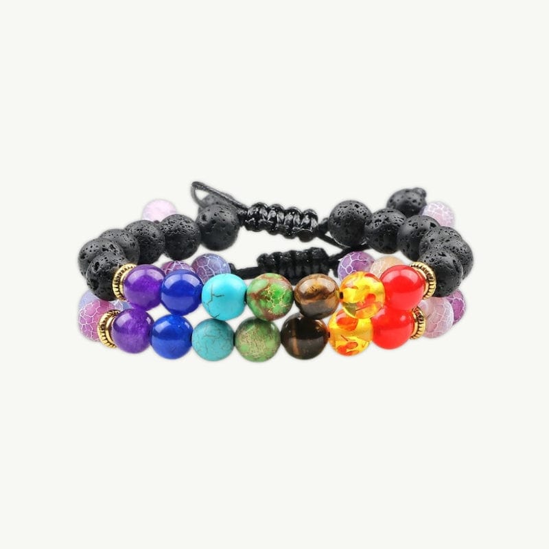 Bracelet 7 Chakras ajustable pour homme et femme Lave-Violet / 7 chakras