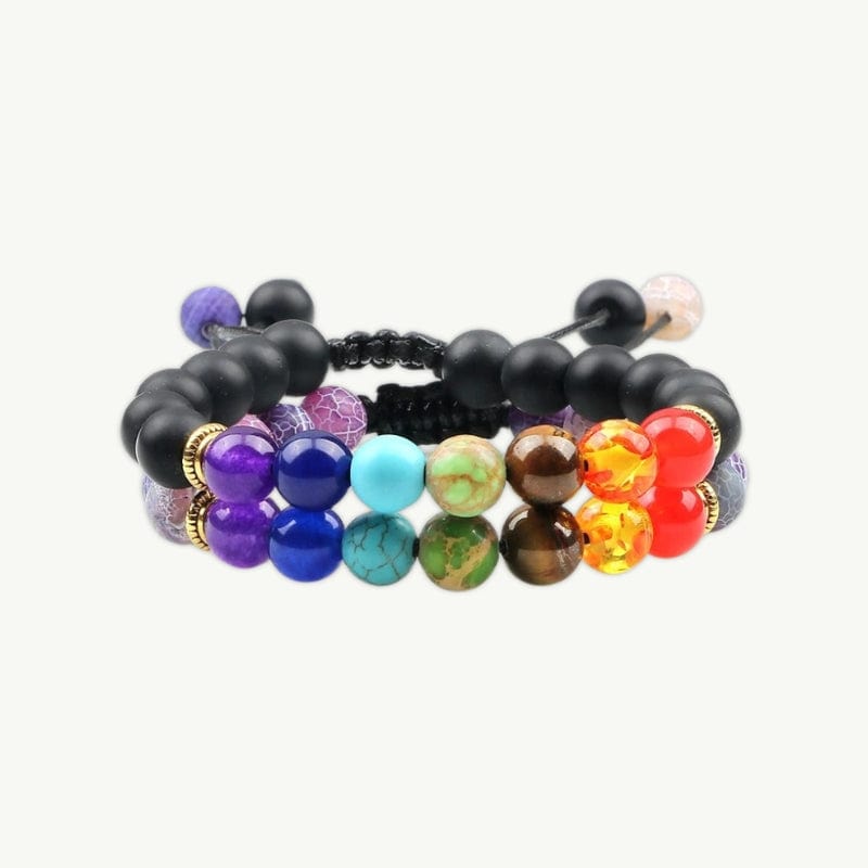 Bracelet 7 Chakras ajustable pour homme et femme Matte-Violet / 7 chakras
