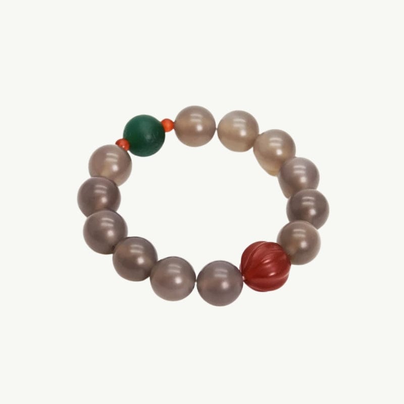 Kamala - Bracelet tibétain en Agate 15 à 16cm / Agate Grise