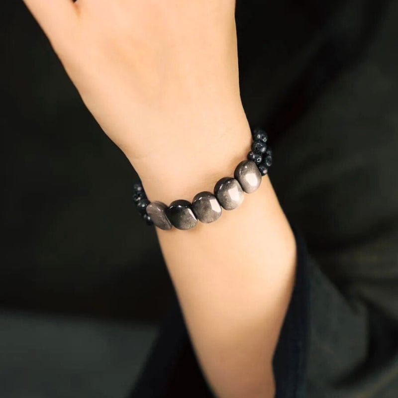 Vibhuti - Bracelet tibétain en obsidienne et bois noir
