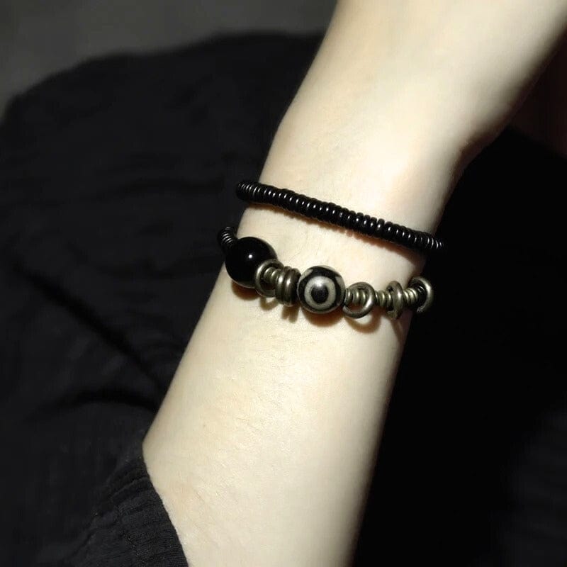 Rigdzin - Bracelet tibétain en onyx noir et ébène