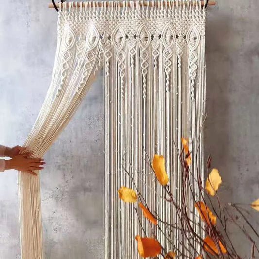 Hand-woven Macrame Door Curtain Bohemia Wall Hanging Tapestry For Home Window Doorway Bedroom Living Room Wedding Backdrop Decor Door Curtain / 95x200cm